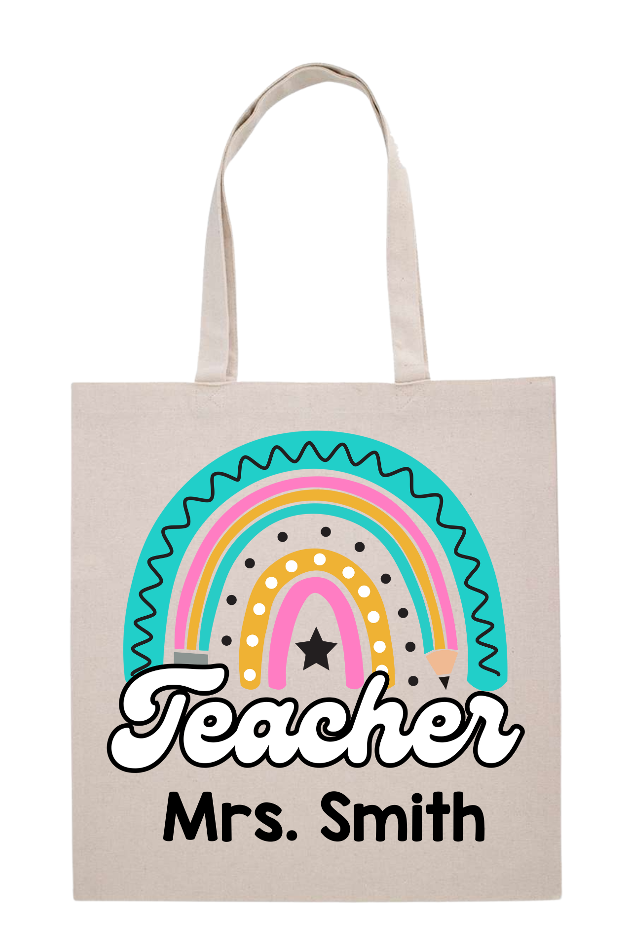 Custom Rainbow Teacher Tote Bag
