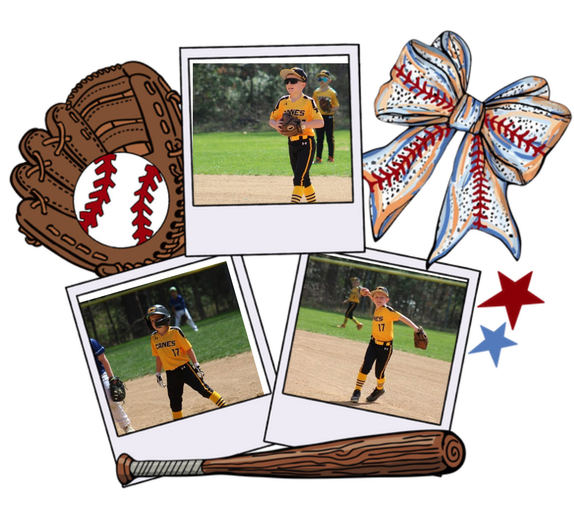 Softball Bow - Custom Picture Apparel