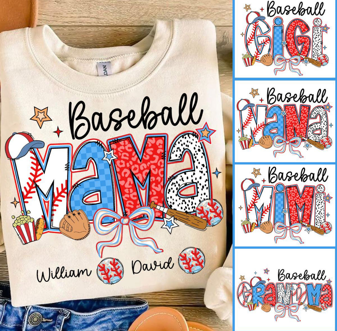 Baseball (Custom Name) with Kids Names