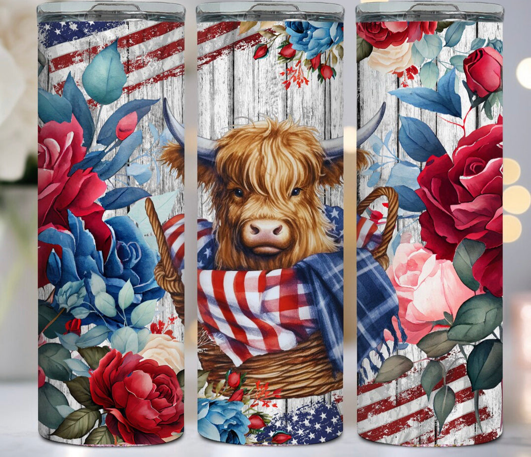 Patriotic Highland Cow