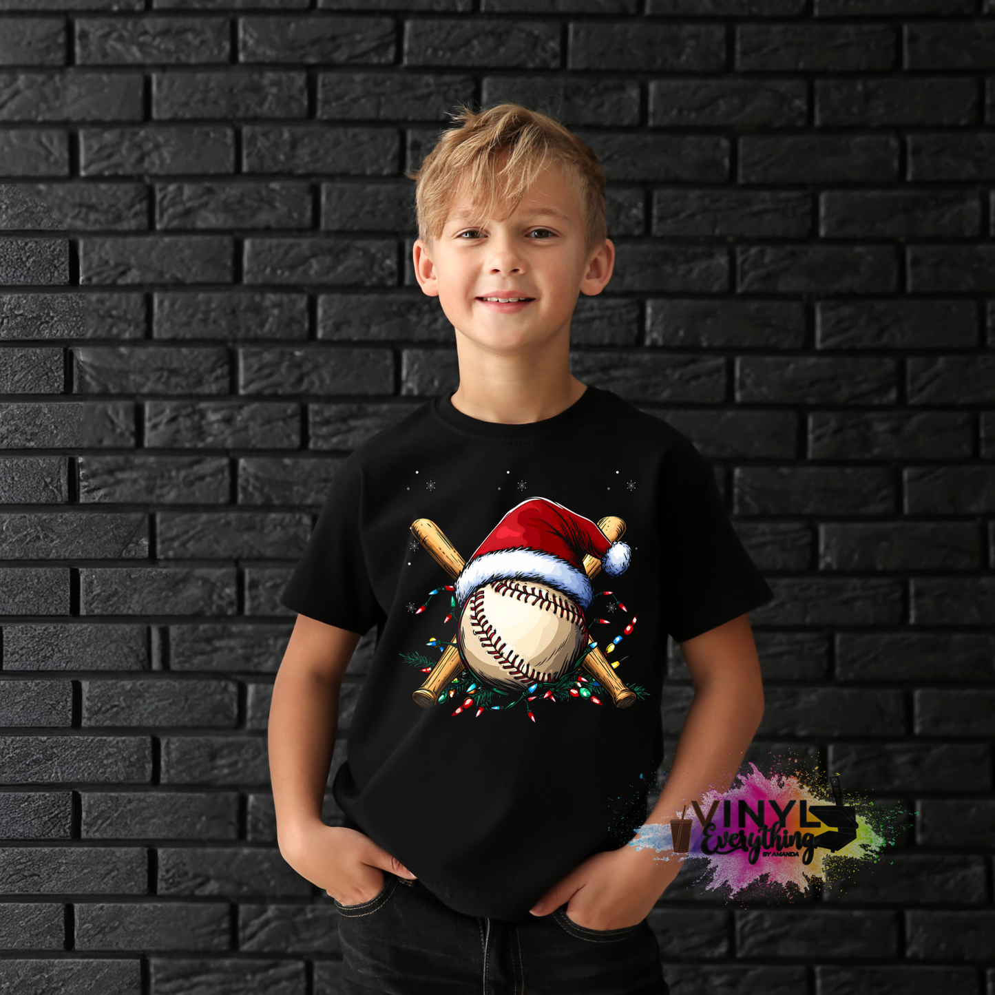 Baseball and Santa Hat