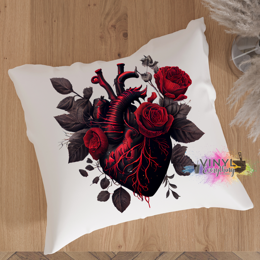 Black and Red Heart Pillow Case