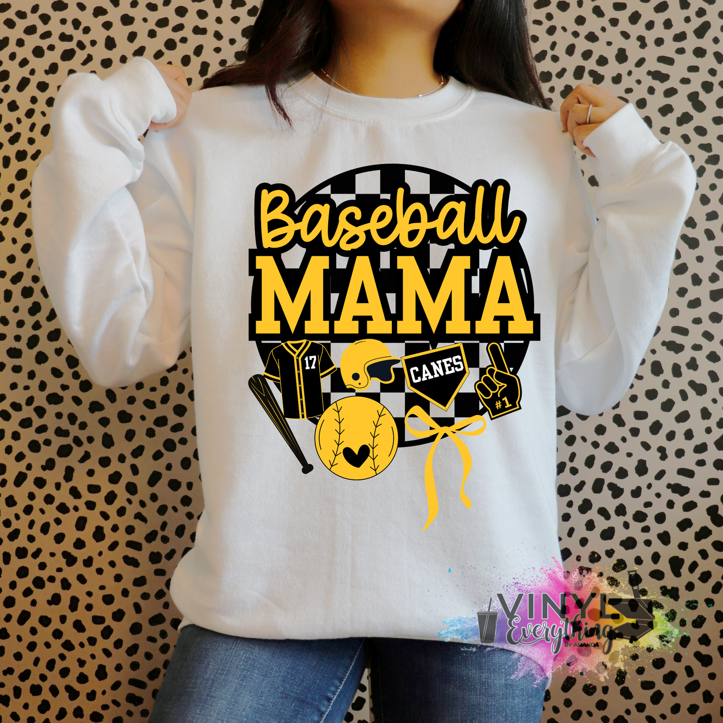 Custom Baseball Mama (Yellow/Black Only)