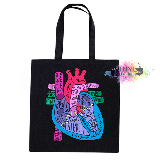 Anatomical Heart Tote Bag - 3 Color Options