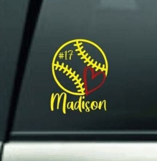 Custom Softball Car Decal