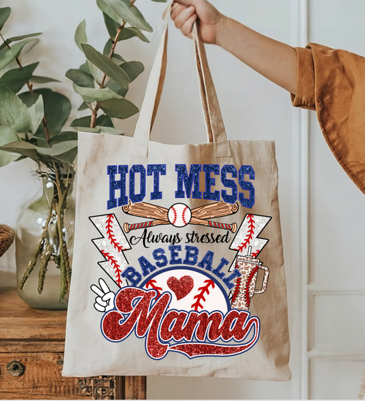 Hot Mess Baseball Mama Tote Bag