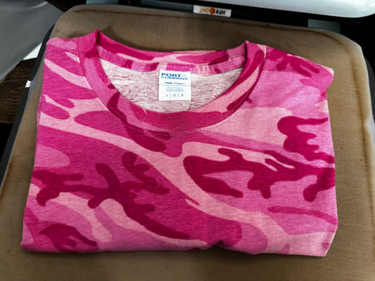 Pink Camo Tee - Size Adult L