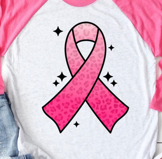 Pink Ribbon: Raglan with Pink Sleeves