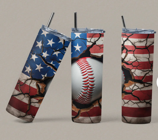 Baseball USA Flag