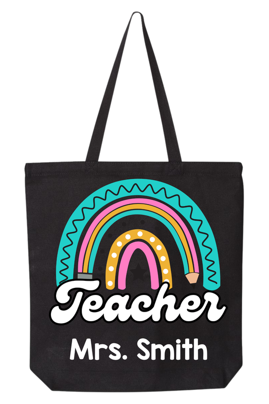 Custom Rainbow Teacher Tote Bag