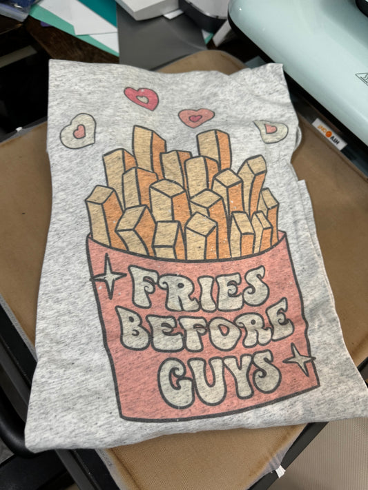 Fries Before Guys Bella Canvas V Neck - Size Adult L