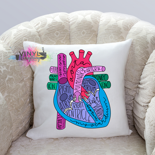 Anatomical Heart Pillow Case