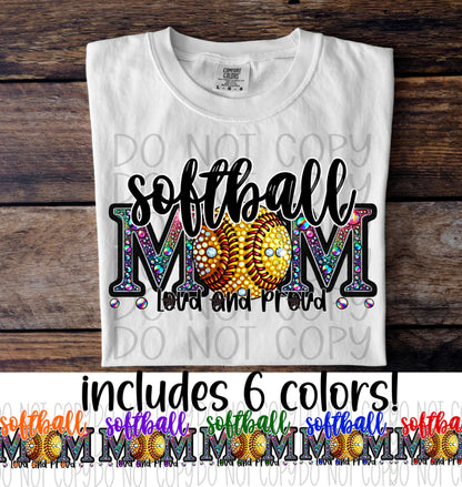 Softball Mom Rhinestone - 6 Colors