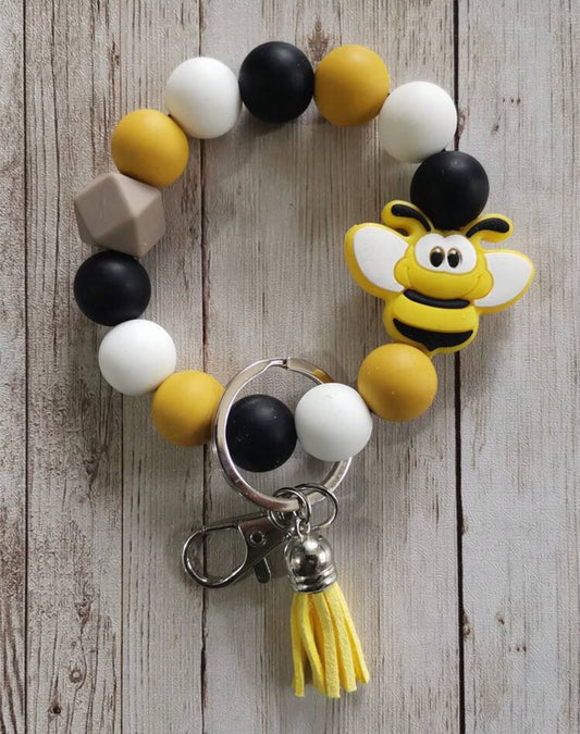 Bee Silicone Bead Keychain