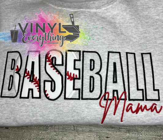 Baseball Mama Embroidered Shirt/Crew