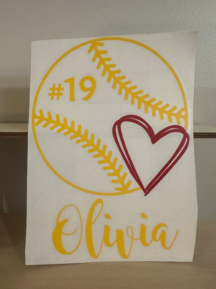 Custom Softball Car Decal