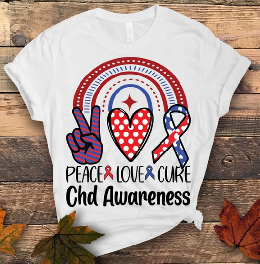 Peace Love Cure CHD Awareness Tee - All Sizes