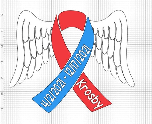 CHD Awareness Ribbon with Wings Decal