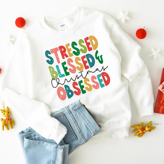 Stressed Blessed Christmas Obsessed