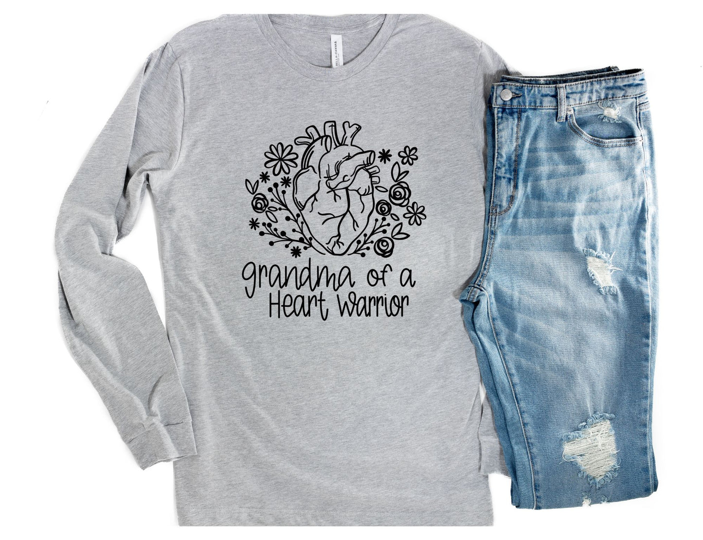 Grandma of a Heart Warrior Floral