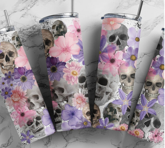 Floral Skull Tumbler