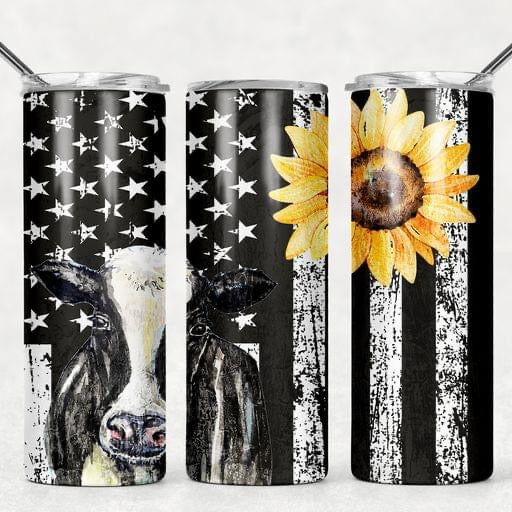 Distressed Flag w/ Cow Tumbler